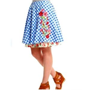 NWT Matilda Jane Blue White Gingham Dutch Apple Embroidered Coquette Skirt Sz S